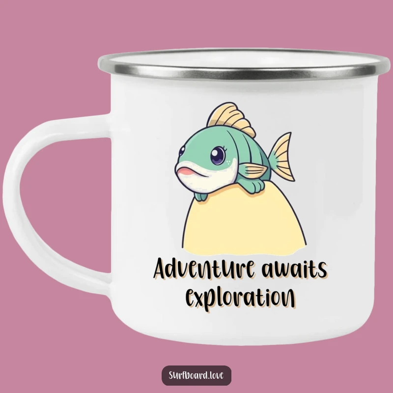 Funny Fish Surf Camping Mug: Curious Sips by the Fire