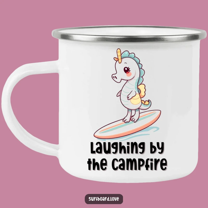 Funny Seahorse Surf Camping Mug: Hilarious Giggles by the Fire