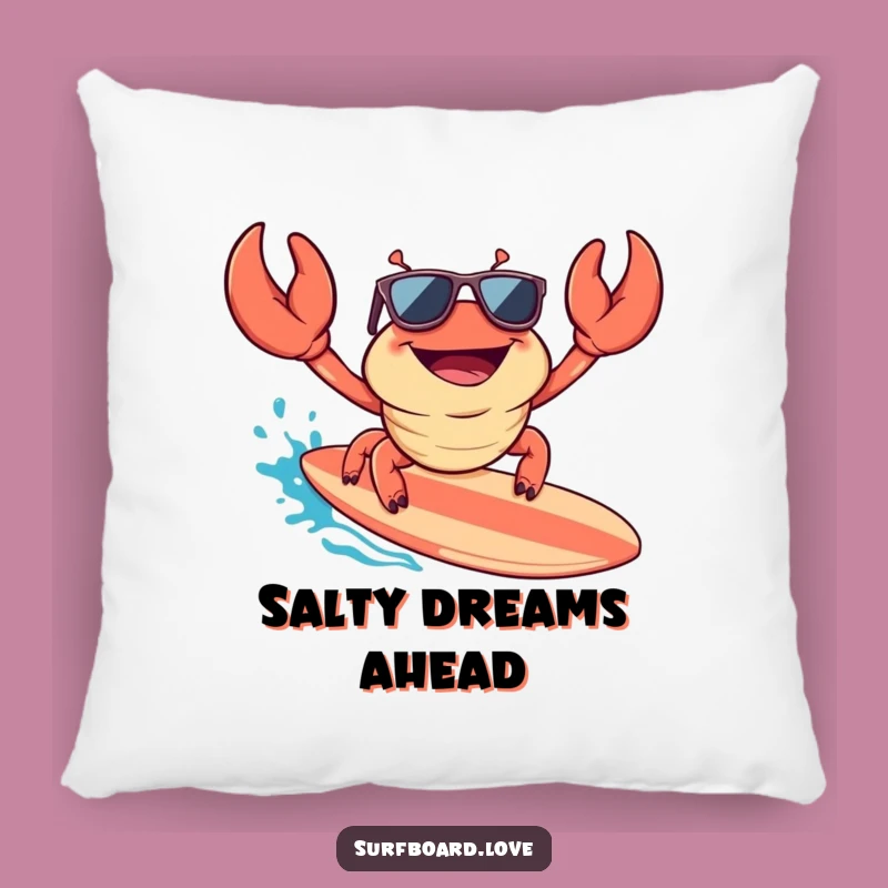 Funny Crab Surfer Pillow: Cozy Cool Accent, Wonderful Funny Gift!