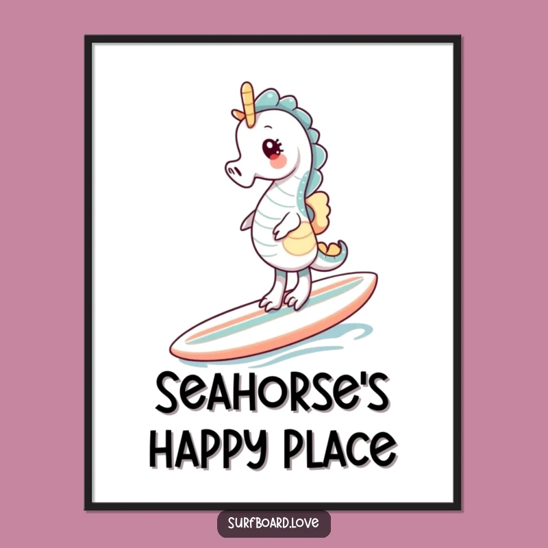 Funny Seahorse Surf Digital Art: Instant Giggles for Your Walls