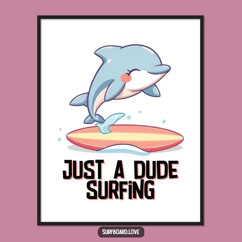 Funny Dolphin Surfer Digital Art: Joyful Ocean Leap Print, Instant Funny Gift for Walls