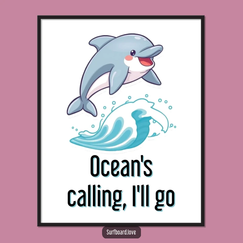 Funny Dolphin Surf Digital Art: Instant Joyful Leap for Your Walls
