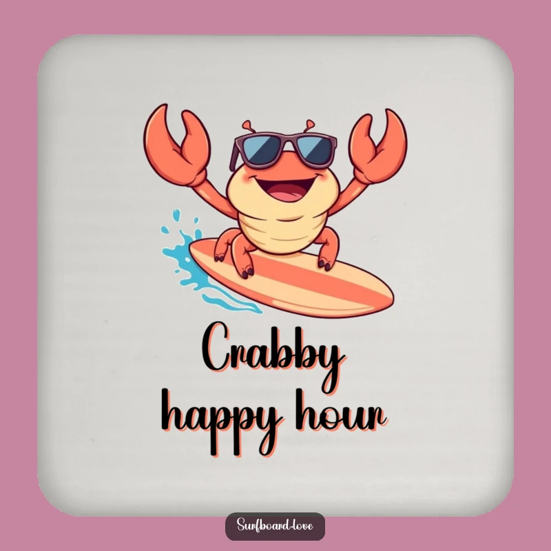 Funny Crab Surfer Coaster: Cool Protection, Great Funny Gift!