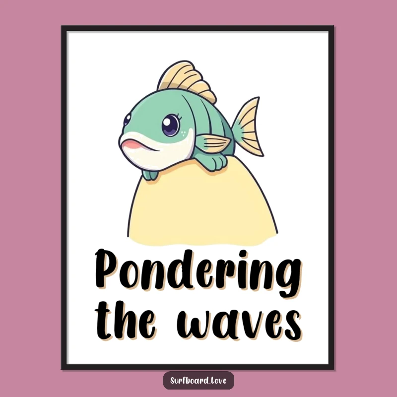 Funny Fish Surf Poster: Curious Ocean Art to Intrigue Your Walls