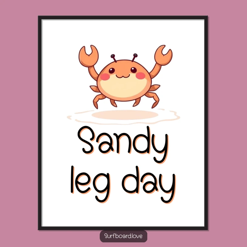 Funny Crab Skipping Poster - Adorable Beach Wall Art