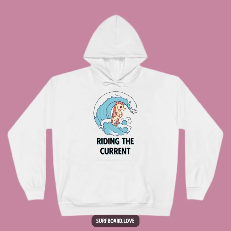 Funny Seahorse Wave Hoodie - Cozy Ocean Adventure Wear