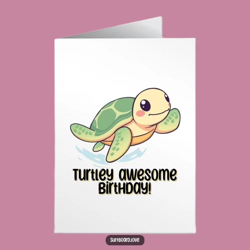 Free Printable Turtle Birthday Card: Fast Paddling Turtle Downloadable Funny Gift