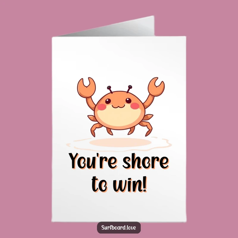 Free Printable Congrats Card: Crabby Skip Across Sand - Funny Downloadable Celebration