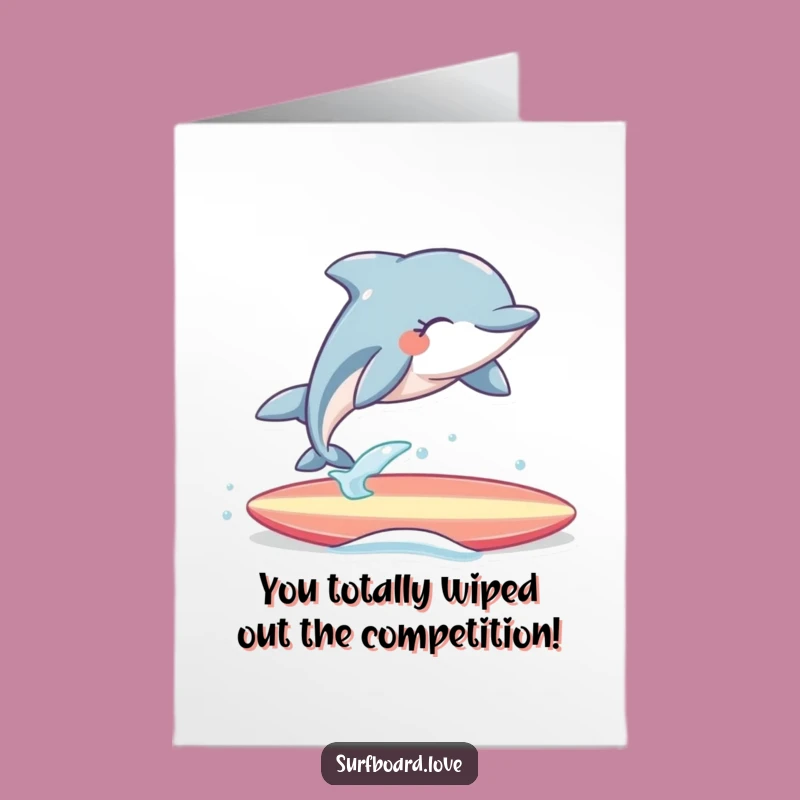Free Printable Dolphin Congratulations Card: Joyful Surfing Dolphin Downloadable Greeting