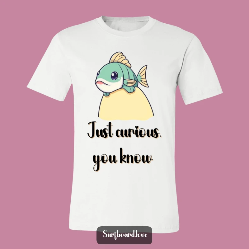 Funny Fish Surf T-Shirt: Curious Peek Design for Beach Vibes