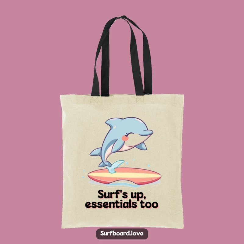 Funny Dolphin Surfer Tote Bag: Carry Your Fun with a Joyful Beach Design, Perfect Gift